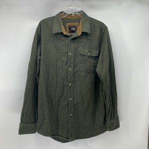 CQA cotton green button down casual outdoor everyday camping